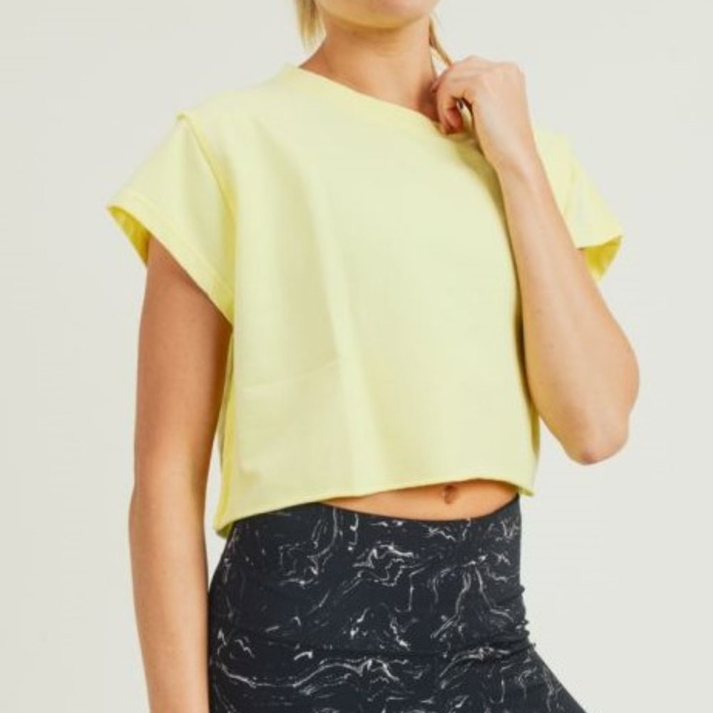 Cap Sleeve Crop Top With Raw Edges, 100% Cotton